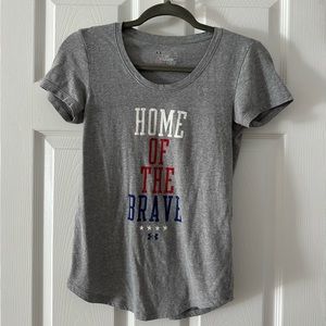 Under Armour Grey Home of the Brave American Scoop Neck Short Sleeve T-shirt